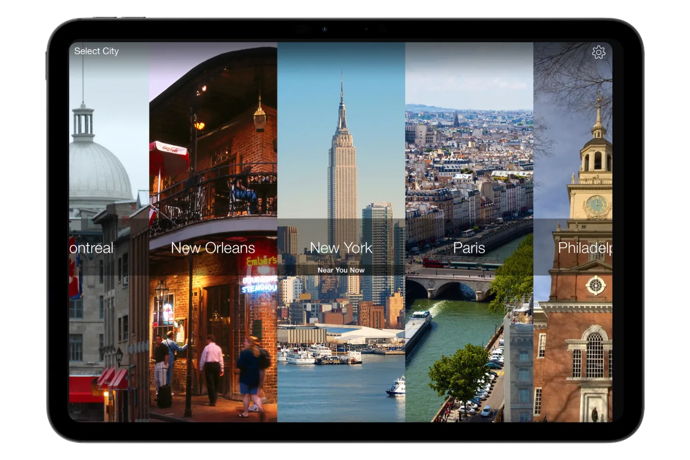 Travel Channel Cities iPad home screen
